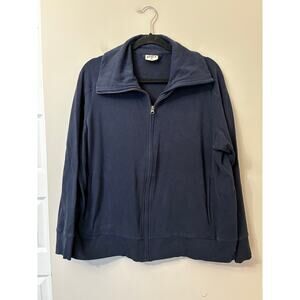 Pact Organic CloudKnit Zip Jacket Navy Blue Women's Size XL